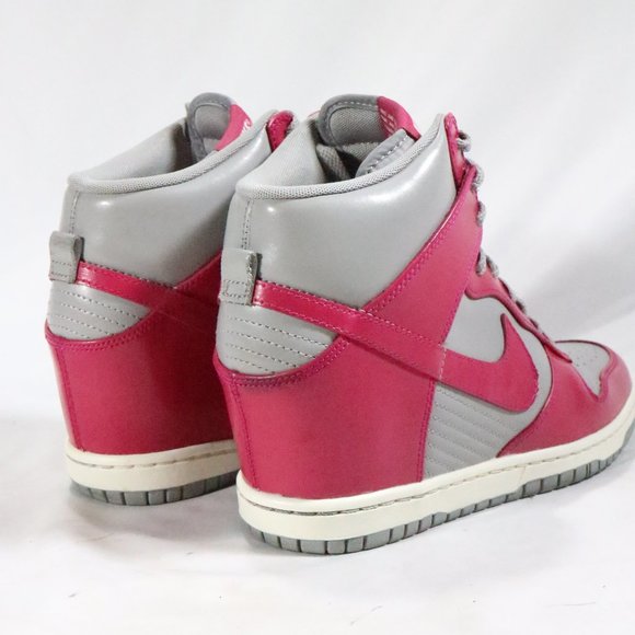 NIKE Dunk Sky Hi Med Grey /Sport Fuchsia-Sail Hidden Wedge Sneakers Sz 10 US - Picture 6 of 15